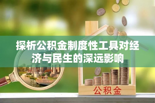 林边探析公积金制度性工具对经济与民生的深远影响
