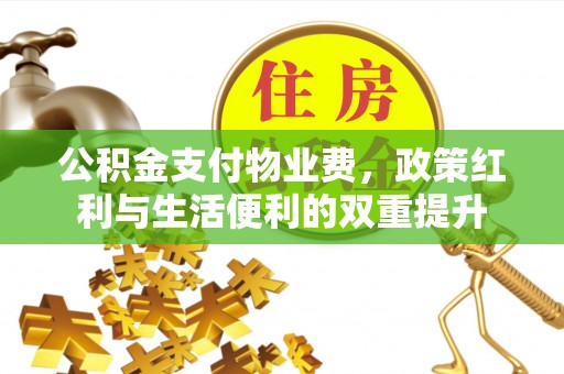 林边公积金支付物业费，政策红利与生活便利的双重提升