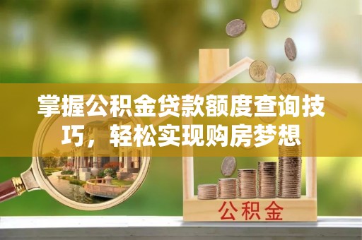 林边掌握公积金贷款额度查询技巧，轻松实现购房梦想